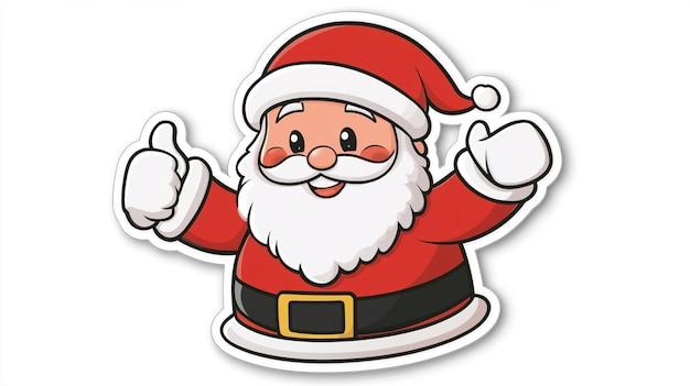 Photo cartoon sticker of santa claus giving a thumbs up