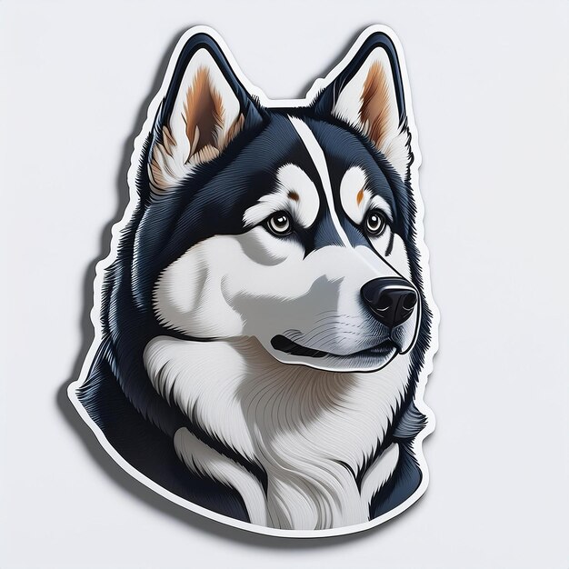 Photo cartoon sticker of siberian husky dog isolated on white background cute pet adorable animal