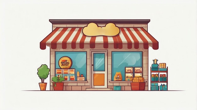 a cartoon of a store called food with a sign that says food