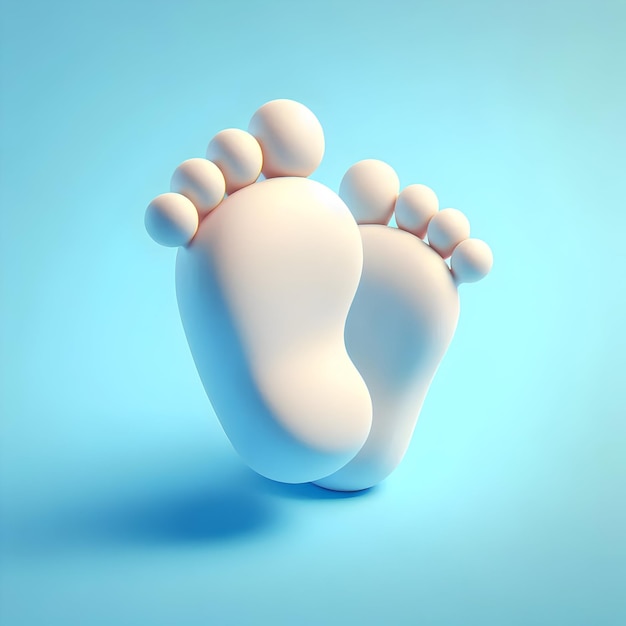 Cartoon Style 3D Flat Baby Footprint Icon with Generous Copy Space on White Background Ideal for N