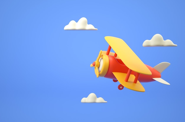 Cartoon style airplane digital illustration