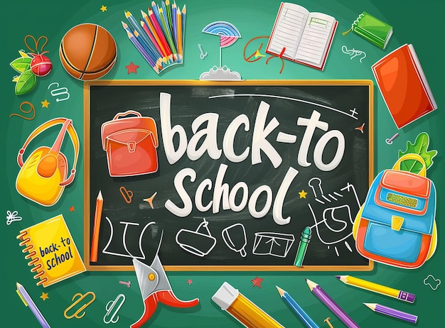 A cartoon style blackboard themed background with a chalkboard Back to school Generative Ai