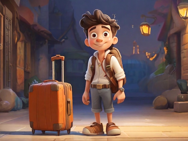 Cartoon style character traveling