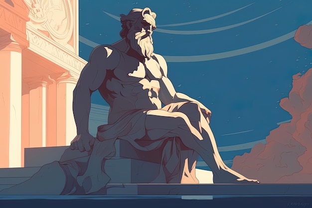 Cartoon style drawing of the god Zeus Generative AI