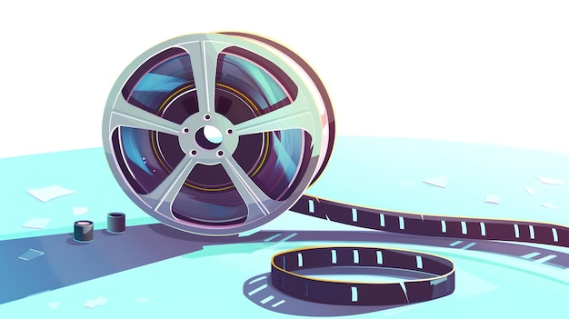 Cartoon style film reel in white background ar 169 v 6 Job ID 01d986ac992548d4953c19b63970e412