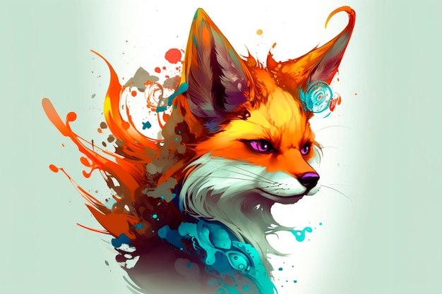 Cartoon style of fox for printing card featuring Generative AI