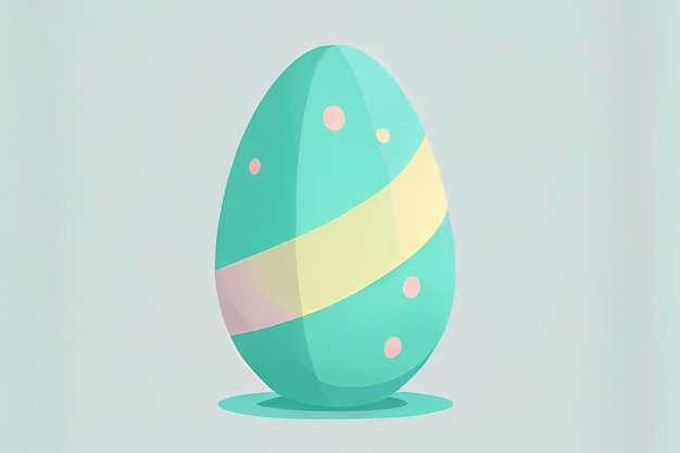 Cartoon style illustration of colorful handmade easter egg on gray background AI