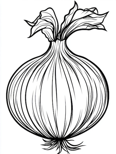 Cartoon style onion black lines suitable for children coloring