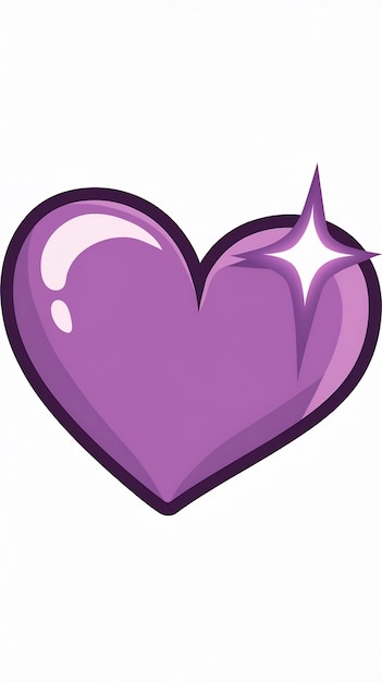 Photo cartoon style purple hearts with glowing sparkles