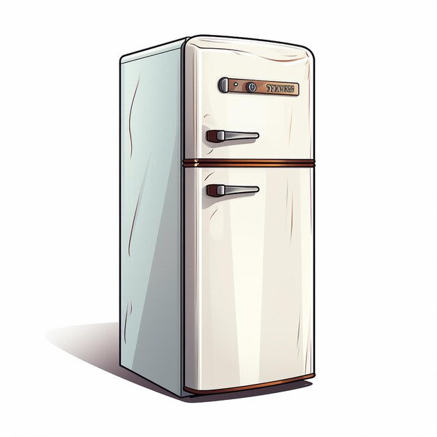 A cartoon style refrigerated on white backgroun