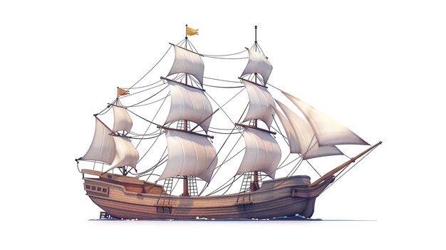 Cartoon style ship in white background ar 169 v 6 Job ID c762e84e479b4520ae970d6a7703b996