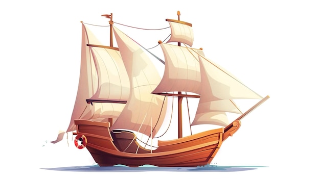 Cartoon style ship in white background ar 169 v 6 Job ID f51206892ecb4e778d3bbd950dee1ab1