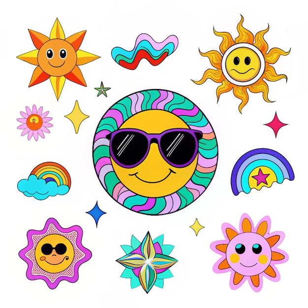 Photo a cartoon sun with sunglasses and sun glasses