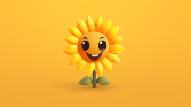 a cartoon sunflower with a smile on its face