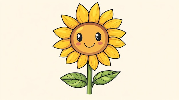 Photo a cartoon sunflower with a smiling face