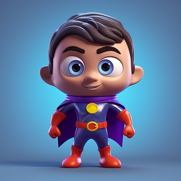 A cartoon of a superhero with a blue background and a yellow button that says " the word " on it. "