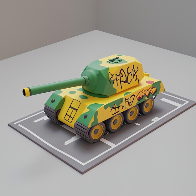 Cartoon Tank with Graffiti