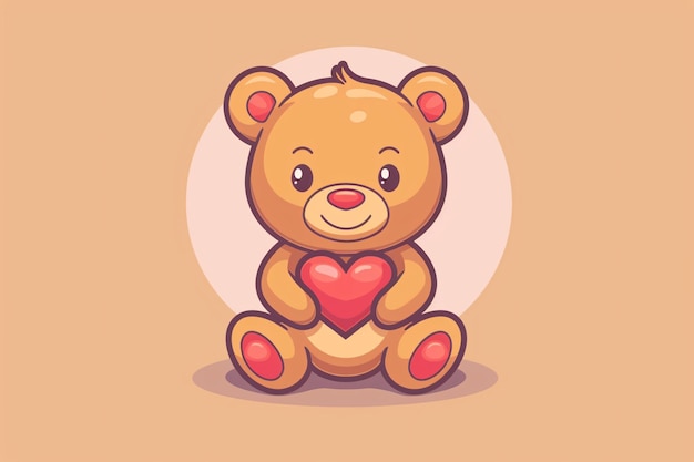 Photo a cartoon of a teddy bear holding a heart