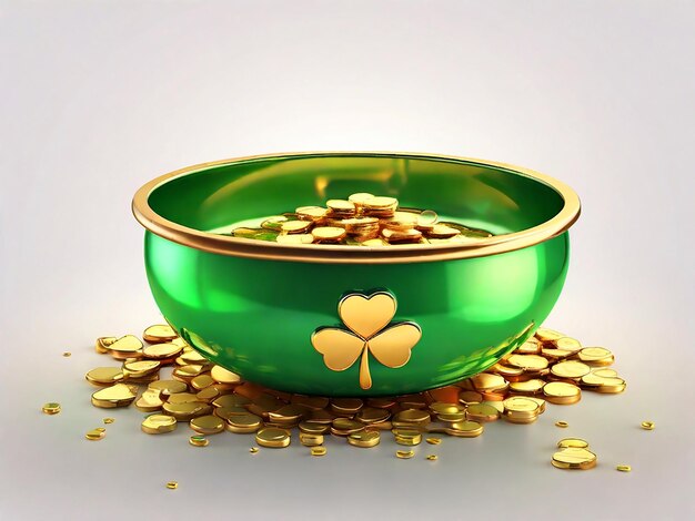 Photo cartoon three dimensional 3d gold coin basin clover light effect st patricks day advertising backgro