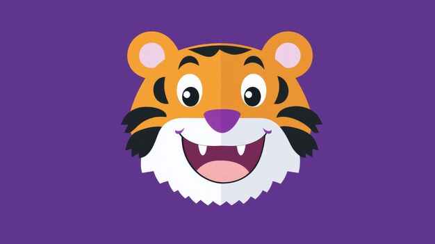 Photo cartoon tiger face illustration