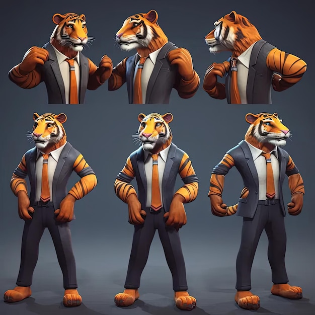 Photo a cartoon tiger in a suit and tie