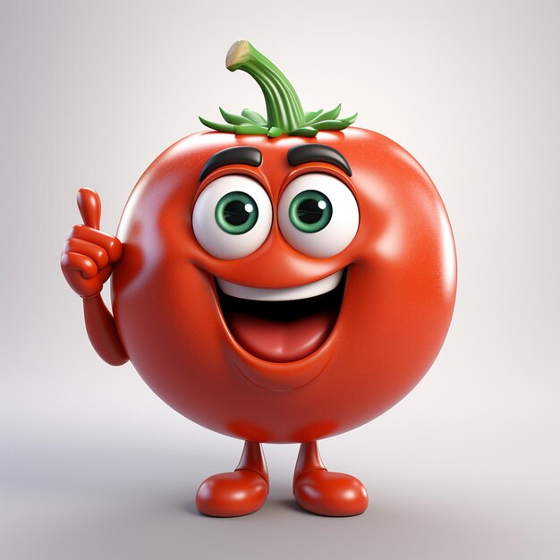 Photo a cartoon tomato character on white background