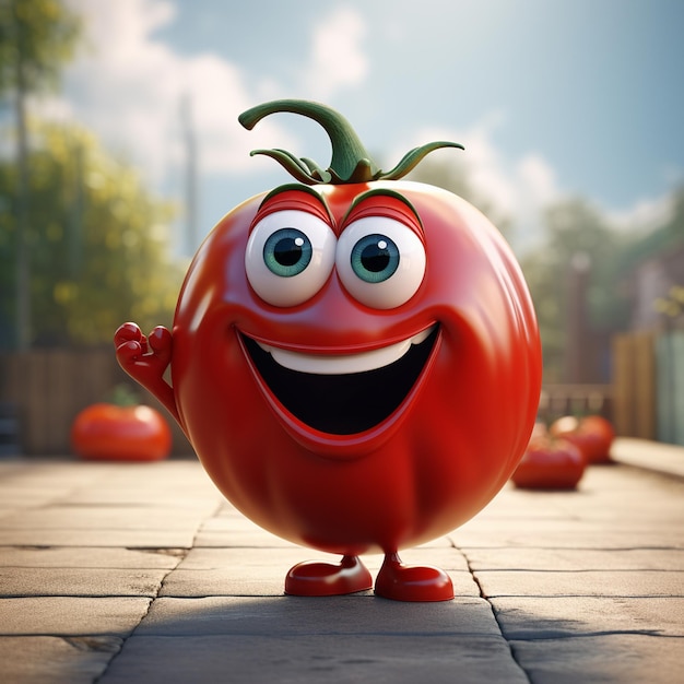 Photo a cartoon tomato character on white background