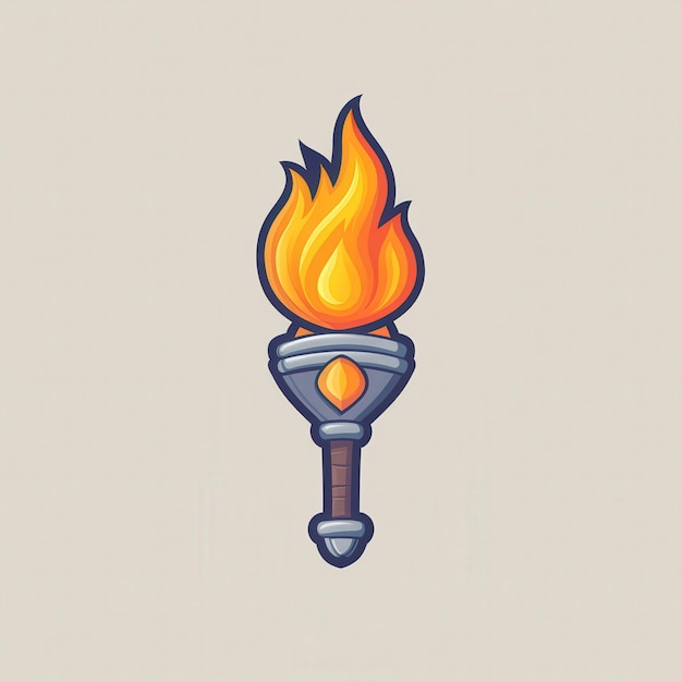 Cartoon Torch with Flame Design