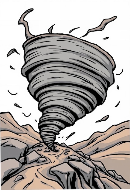 Photo a cartoon tornado is coming out of the ground