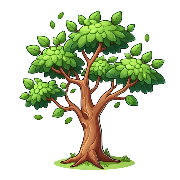 Photo a cartoon tree with green leaves on a white background