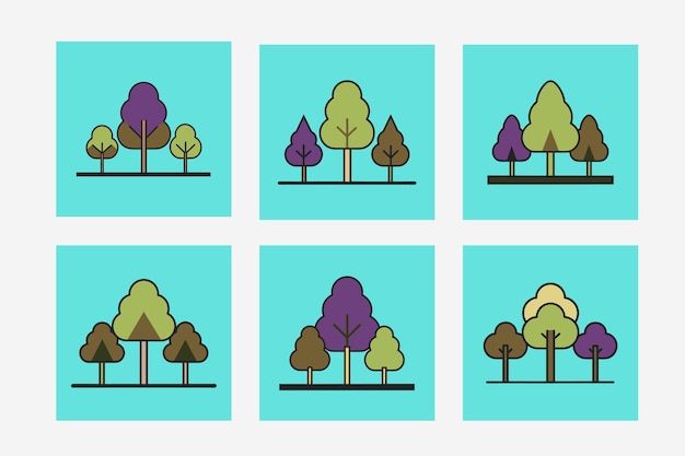 Photo cartoon trees vector artwork illustration design