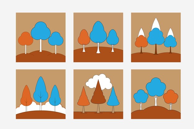 Photo cartoon trees vector artwork illustration design