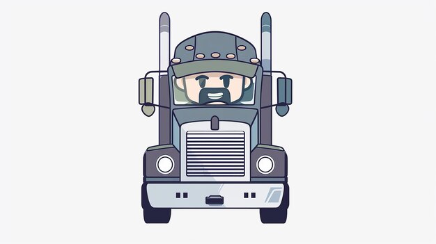 Photo a cartoon of a truck driver with a truck