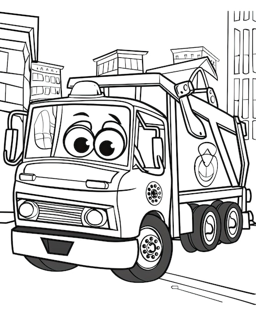 Photo a cartoon truck with a face that says smiley face on it