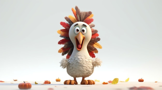 Cartoon turkey character 3D style AI Generated