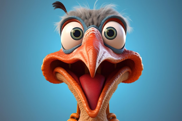 cartoon turkey with blue eyes