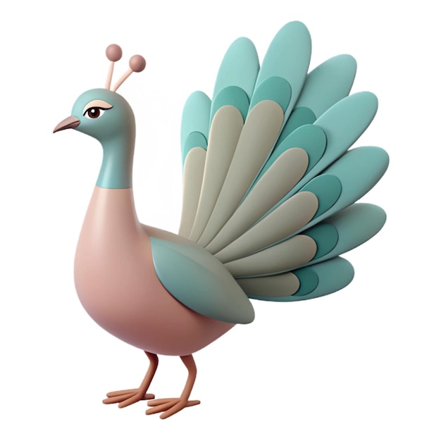 a cartoon of a turkey with a blue tail