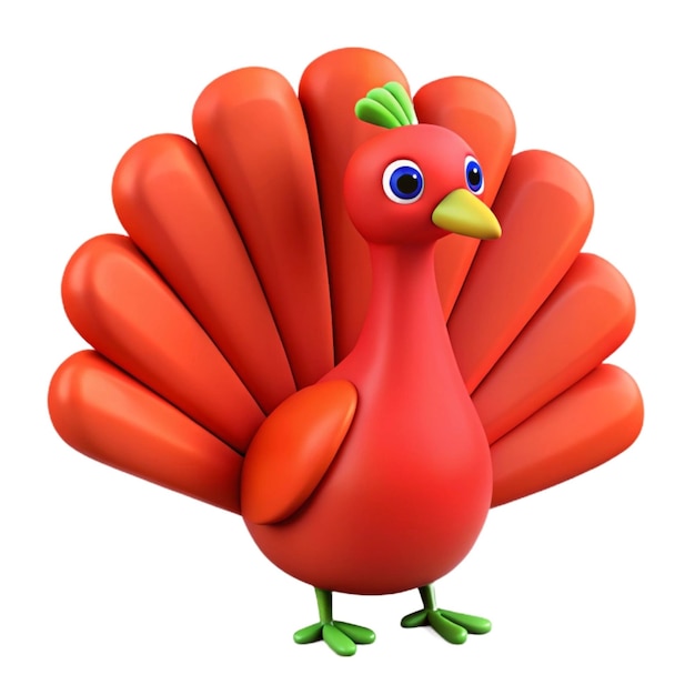 Photo a cartoon of a turkey with a red beak and a green leaf