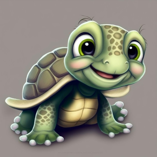 A cartoon turtle with a big smile on its face generative ai