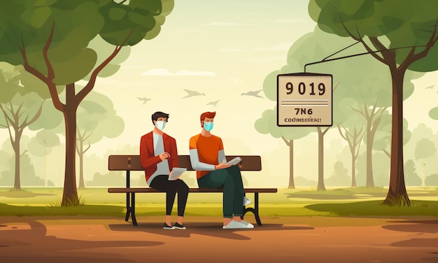 a cartoon of two men sitting on a bench and a sign that says quot 997 quot