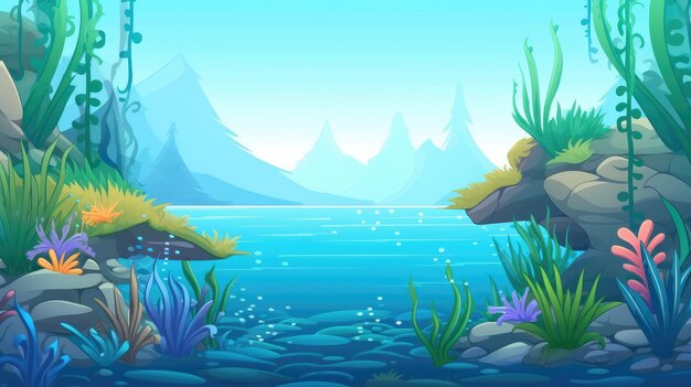 Cartoon underwater landscape