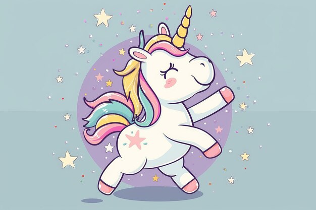 Photo cartoon unicorn with dab pose