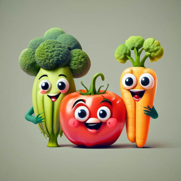 Cartoon vegetable characters collection