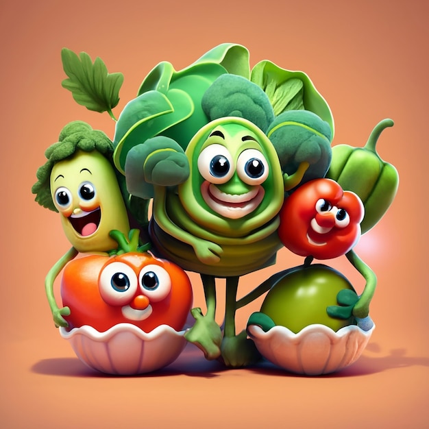 Cartoon vegetable characters collection