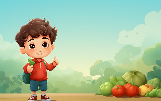 cartoon vegetable funny mascot giving thumbs up concept eat healthy kid food