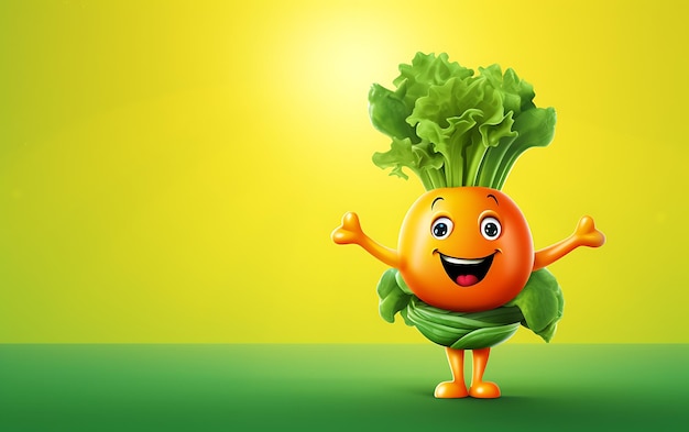 Photo cartoon vegetable funny mascot giving thumbs up concept eat healthy kid food