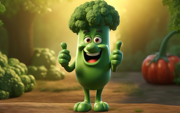 cartoon vegetable funny mascot giving thumbs up concept eat healthy kid food