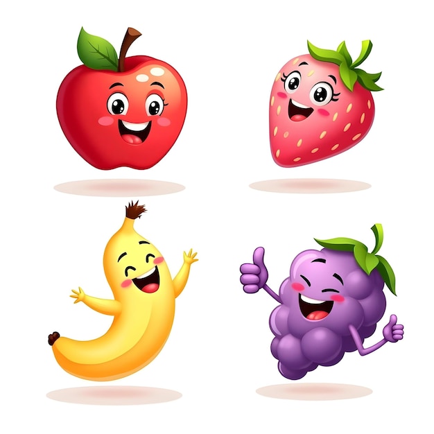 Cartoon vegetables with happy facial expressions including carrots tomatoes broccoli and more T