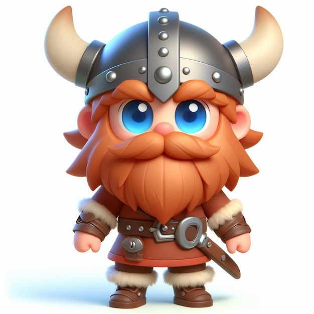 A cartoon viking with a big beard and a horned helmet