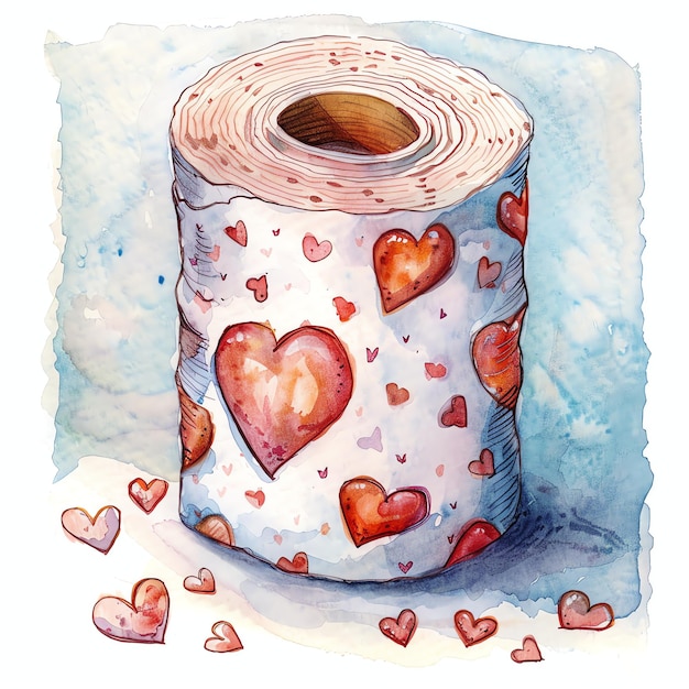 cartoon watercolor toilet paper roll